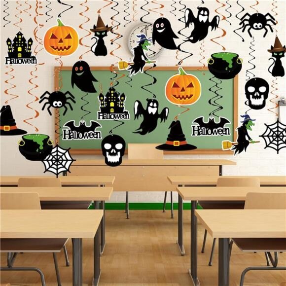 Halloween Hanging Decorations 36 PCS Ghost Pumpkin Witches Ceiling Swirls Party - Picture 6 of 7